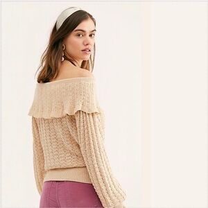 Free People Cream Off-Shoulder Sweater